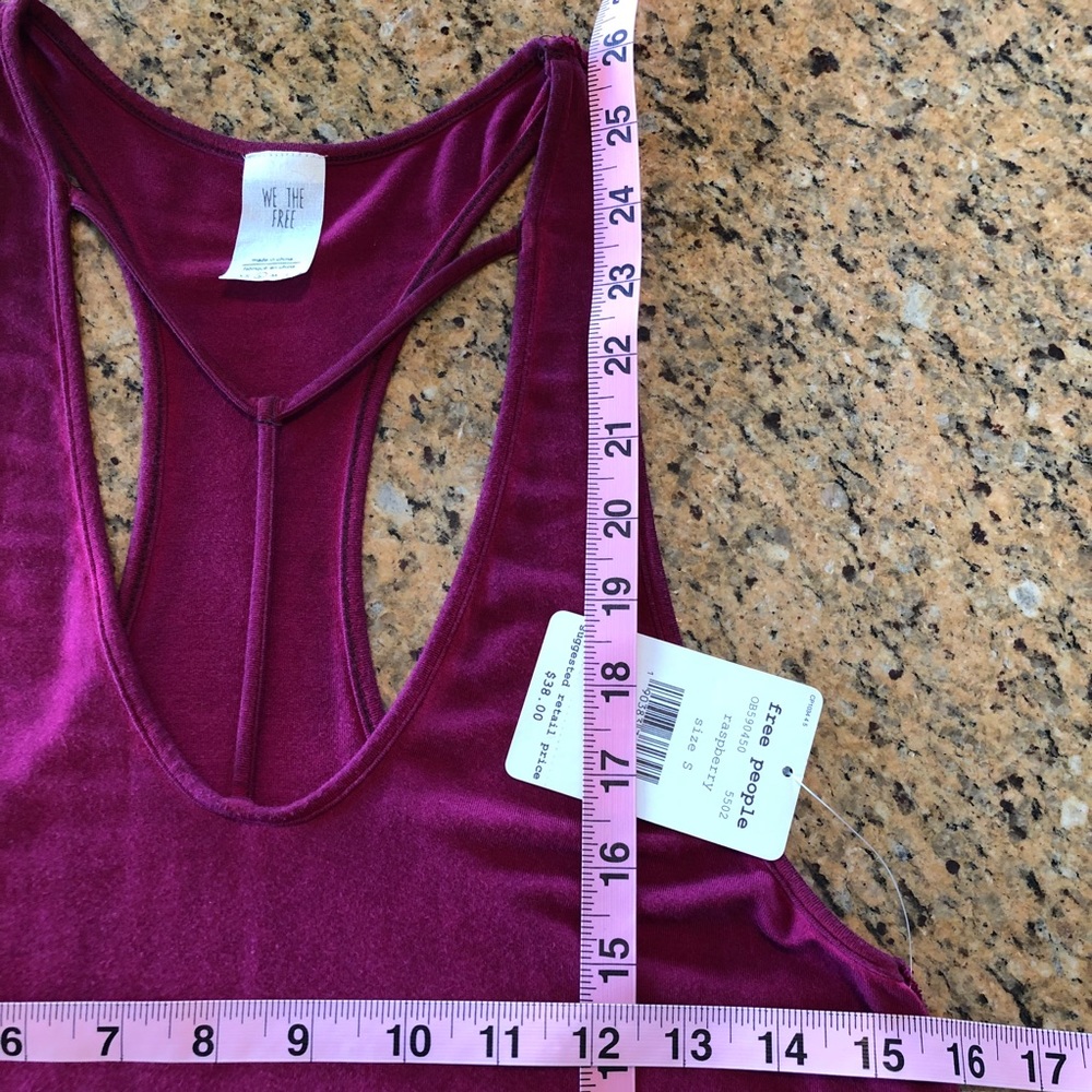 NWT S & M FREE PEOPLE RASPBERRY RAZORBACK TOP - Picture 8 of 8